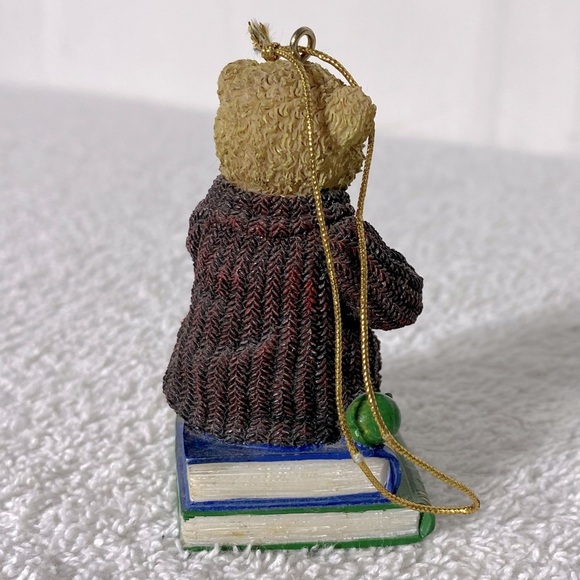 Vintage Teacher Bear with Apple Ornament Figurine Collectible - Picture 2 of 9